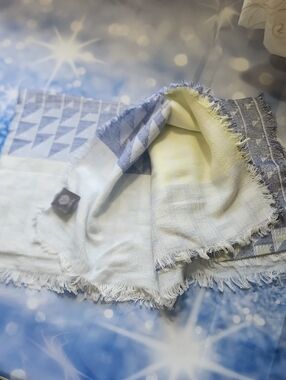 Vince Camuto Light Blue/Yellow Over Size Scarf 48" X 50"